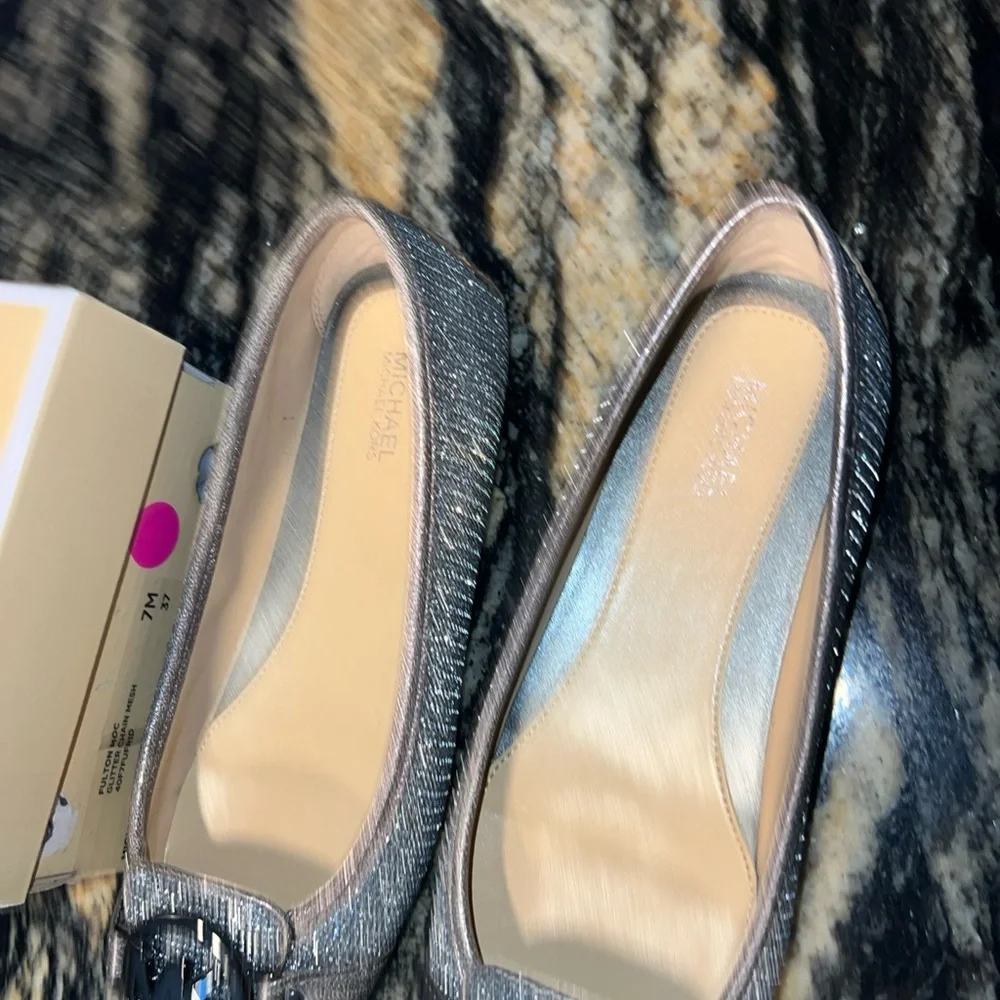 Michael Kors MK Logo Flats 7M Glitter Chain Mesh - Picture 2 of 4